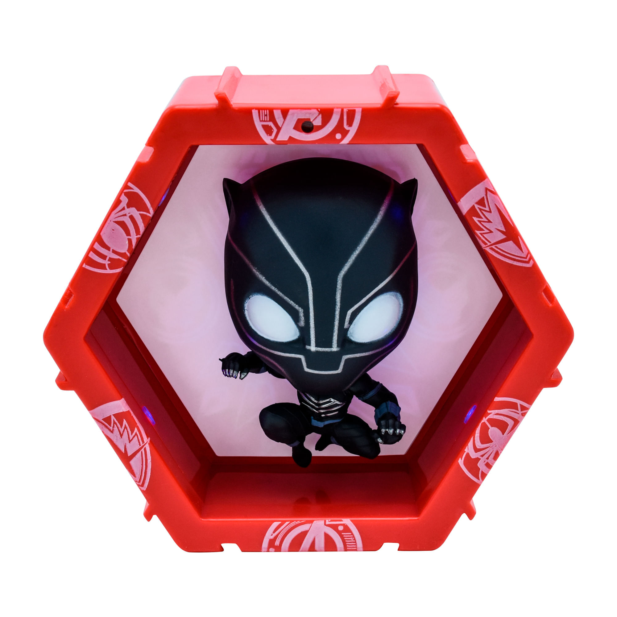 Figura Wow Pods Marvel Black Panther Wow! Pods Caja x 1 The avengers y tus personajes favoritos del UMC ahora en figuras coleccionables Wow Pods. Cada figura de juguete coleccionable tiene su propio pod hexagonal con luces UV incorporadas. Simplemente desl