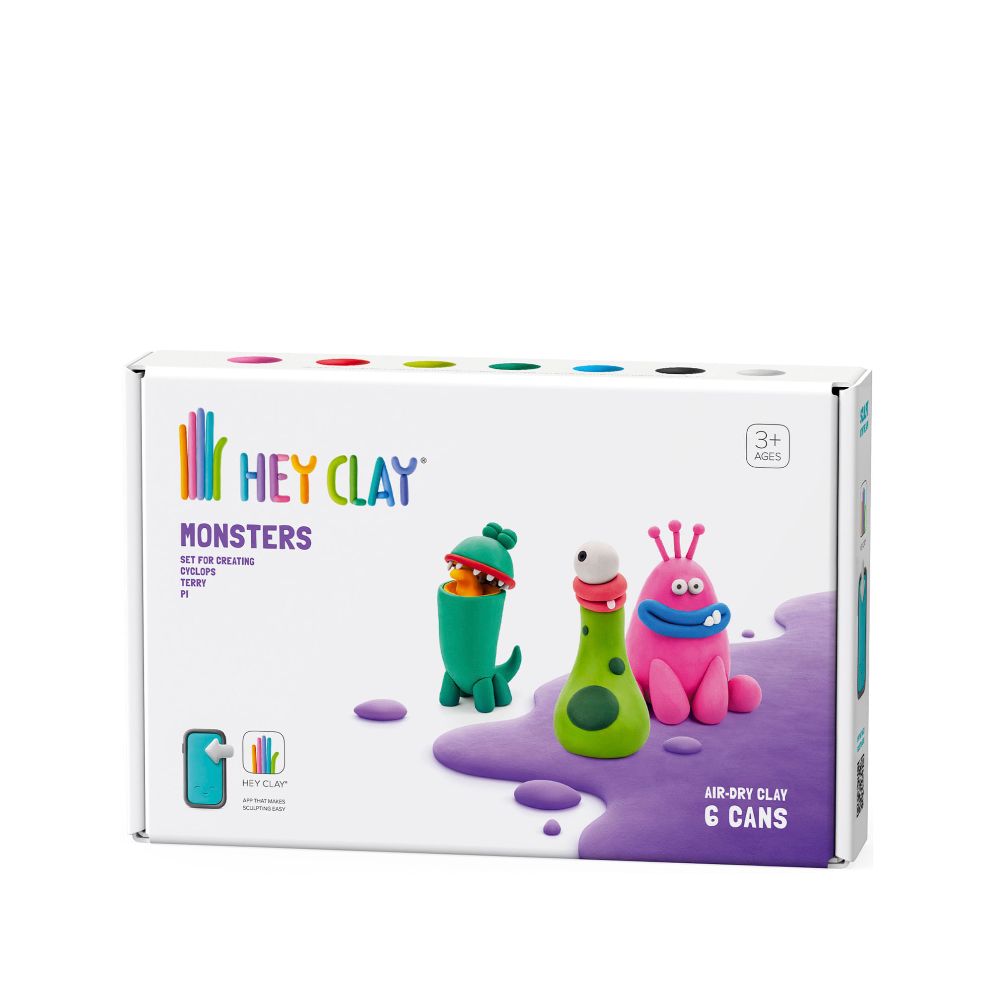 Set Masa Moldeable Hey Clay Monstruos x 6 Envases Hey Clay Caja x 6 