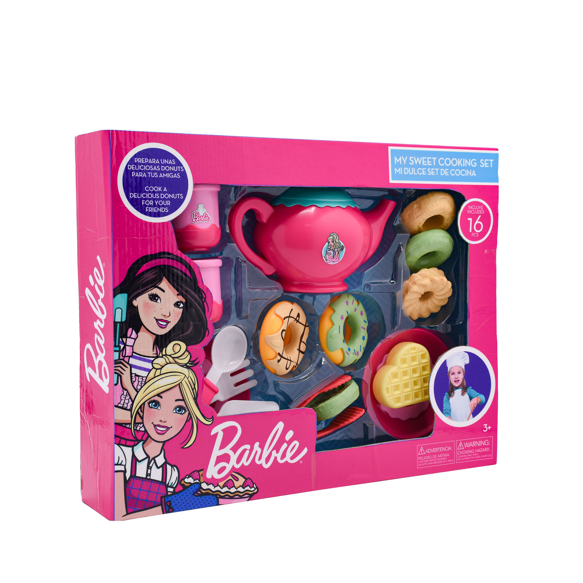 Set De Cocina 16 Piezas Barbie Barbie Caja x 16 Hermoso set de cocina moderna deja que tu hija disfrute de estos hermosos accesorios de cocina. ĦEste es el juego de cocina perfecto para las niñas de la casa y sus muñecas! Los accesorios y juegos de