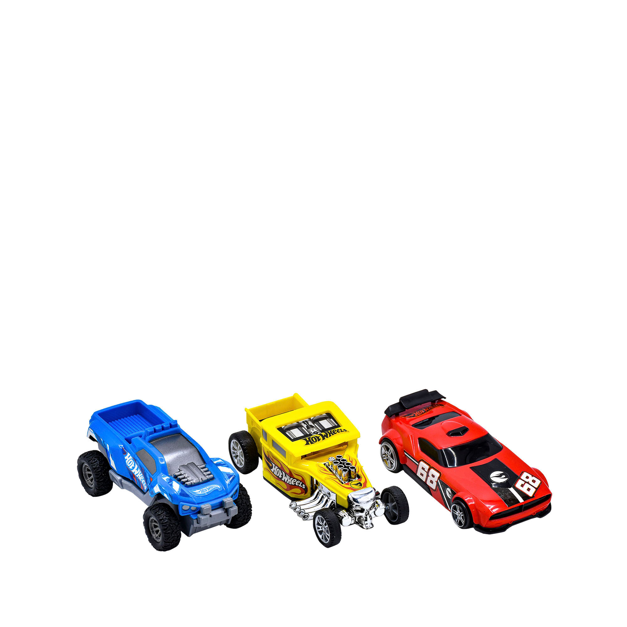 Set X 3 Carros Fricción Fast Racer 13 Cms Hot Wheels Fast Shots Caja x 3 Aumenta tu velocidad para aventuras llenas de acción, compite durante todo el día y amplía tu mundo de juegos. Con el Set X 3 Carros Fricción Fast Racer Hot Wheels lleva la acción y la diversión a tu 