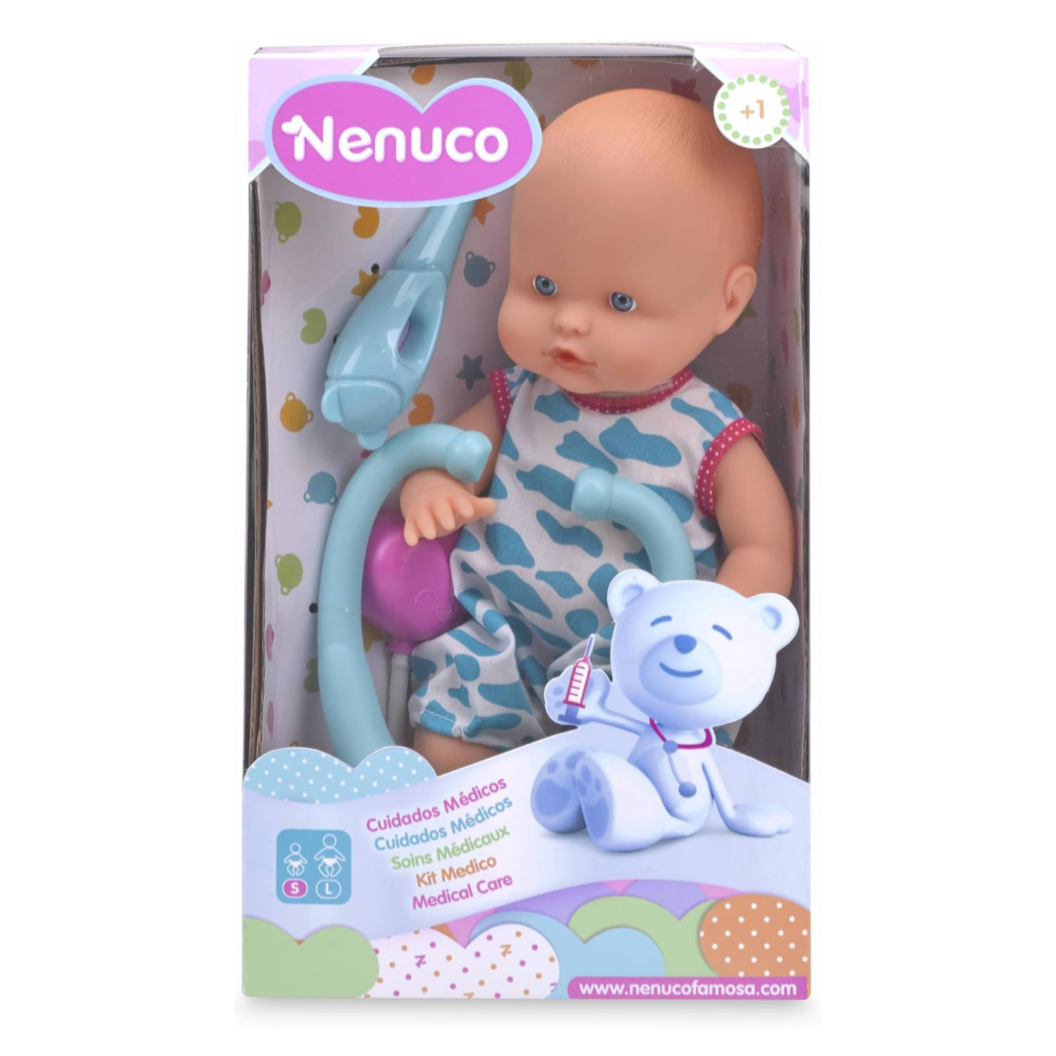 Nenuco Care Azul Muñeco Bebé con Accesorios Médicos y de Alimentación 35 cm Nenuco Caja x 1 