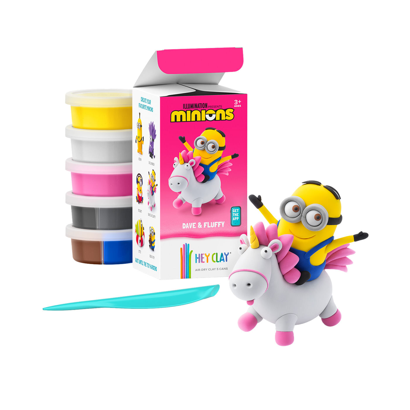 Masa Moldeable Hey Clay Set de Plastilina Minions Dave & Fluffy x 5 Envases Hey Clay Caja x 5 