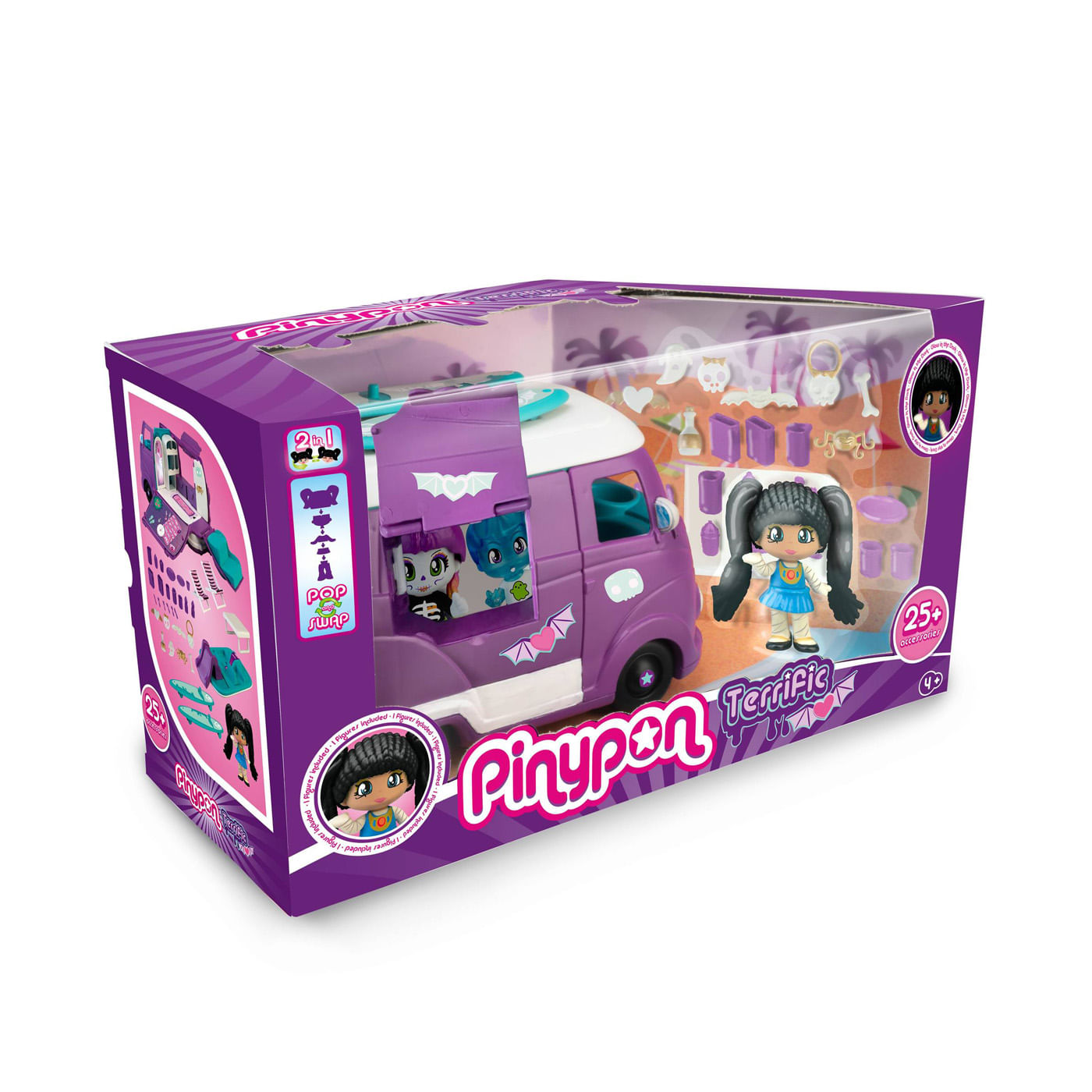 Pinypon Playset Terrific Van Caravana Transformable con Accesorios Pinypon Caja x 1 ĦExplora un mundo de aventuras con el Pinypon Playset Terrific Van! Esta increíble caravana se transforma en una barca con tobogán, perfecta para unas vacaciones llenas de diversión. Con compartimento