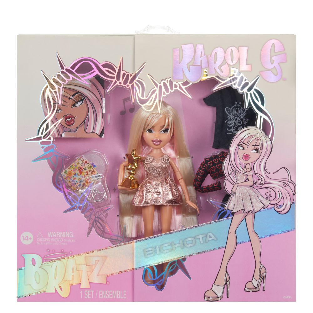 Muñeca Bratz x Karol G Collector con 3 Outfits y Accesorios Bratz Caja x 1 